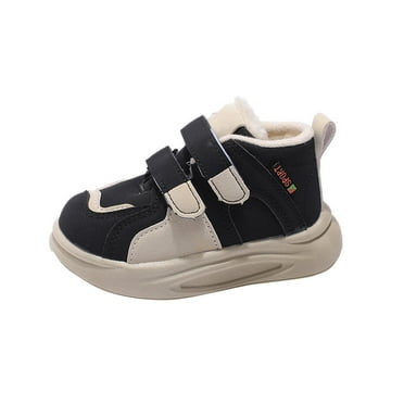 JAHH Sneakers for Boys Fashion Big Kids Winter Water Proof Flat Keep Warm Snow Boots Comfortable Waterproof Slip Resistant Outdoor Winter Shoes(2.5-3 Years,Black)
