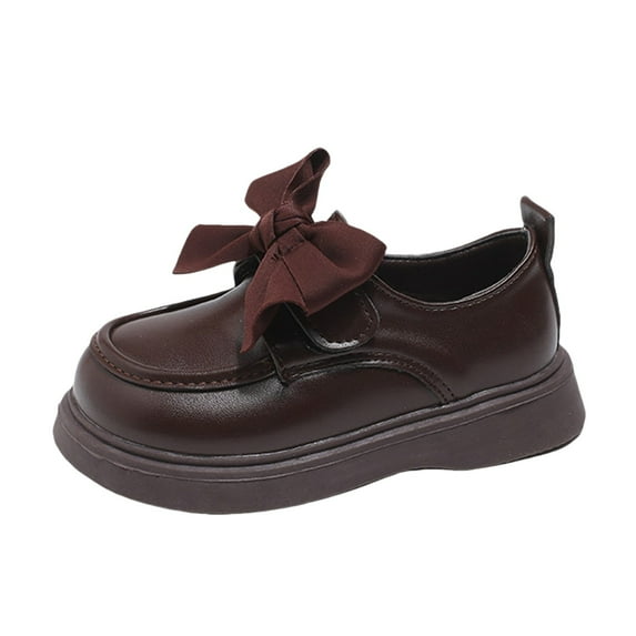JAHH Spring and Autumn Girls Small Leather Shoes Baby Single Shoes Non-Slip Crib Wedding Dress Shoes(3.5-4 Years,Brown)
