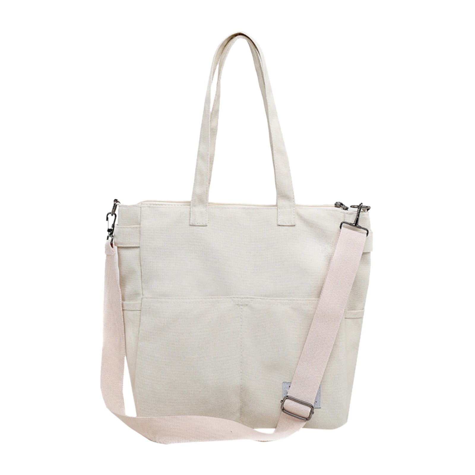 JAHH Student Canvas Messenger Bag Multi-Pocket Book Tote with