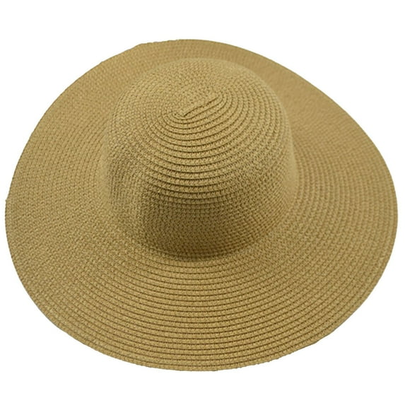 JAHH Summer Solid Color Fashion Oversized Sun Hat Ladies Beach Travel Foldable Caps Sun Visor Hats for Women Wide Brim Straw Roll-Up Ponytail Summer Beach Cap