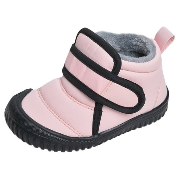 JAHH Toddler Boot Toddler Winter Snow Boots Boys Girls Cold Weather Baby Shoes Hook Loop Thermal Lined Snow Boots Outdoor Waterproof Shoes(18-24 Months,Pink)