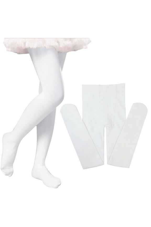 Toddler Sock Girls Ballet Dance Students School Footed Tight (Toddler/Little Kid/Big Kid)(10-11 Years,White)