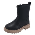 thumbnail image 1 of JAHH Toddler Winter Boots Girls Scrub Boots Shoes Waterproof Leather Short Boots Non Slip Breathable Boots Side Zipper Ankle Booties for Toddlers/Little Kid/Big Kid(5.5-6 Years,Black), 1 of 9