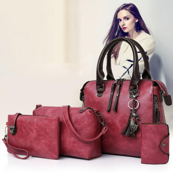 JAHH Tote Bag Set for Women Fashion Handbags Wallet Tote Shoulder Bags Top Handle Satchel Set Ladies Backpack 4pcs Four Seasons