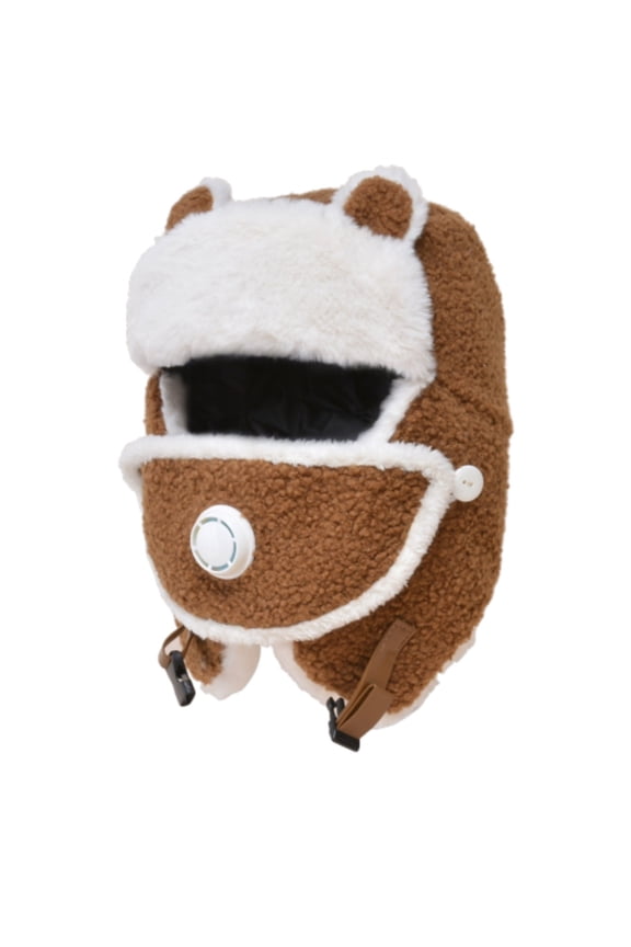 Winter Trapper Hat with Ear Flaps & Face Warmer, Windproof Thermal Ski Cap for Kids Outdoor Activities, Fleece-Lined Cold Weather Hat for Boys Girls