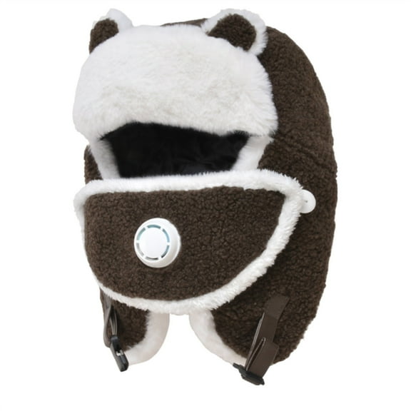 JAHH Winter Trapper Hat with Ear Flaps & Face Warmer, Windproof Thermal Ski Cap for Kids Outdoor Activities, Fleece-Lined Cold Weather Hat for Boys Girls