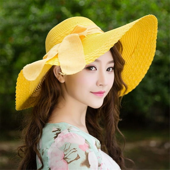 JAHH Women Bow Big Hats Brim Brim Beach Wide Hat Sun Colorful Floppy Cap Baseball Caps Church Hat Wedding Hat Fascinator Hat Tea Party Hat