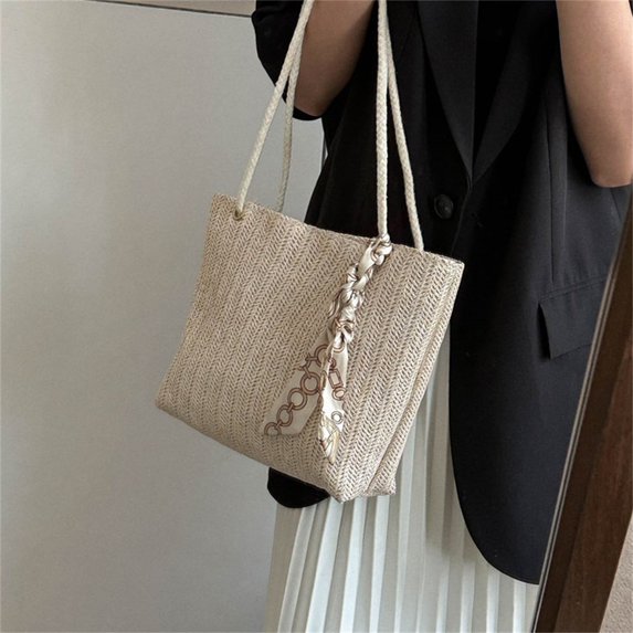 JAHH Women Fashion Beach Handbag Large Capacity Casual Top Handle Underarm Bag for Travel and Shopping Four Seasons Zipper