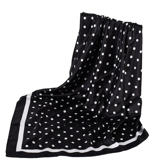 JAHH Women Fashion Polka Dots Print Satin Square Head Scarf Neck Scarves Hair Bandana Neckerchief for Girl Lightweight Hairs Scarves Spring Headband