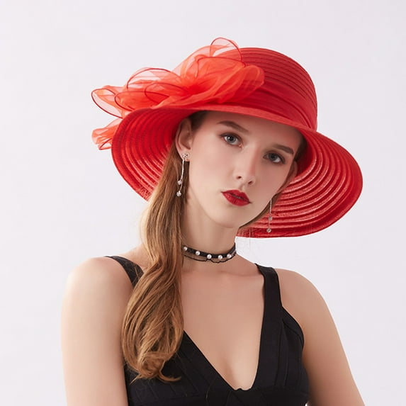 JAHH Women Fashionable Dress With Tie Up Bridal Hat Church Tea Party Birthday Easter Suitable For Any Season Elegant Women Sun Hat