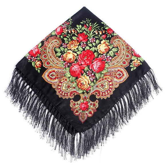 JAHH Women Lady Folk-Custom Print Tassel Square Scarf Wrap Shawl Travel Scarve Tassel Scarf Cotton Large Square Shawl and Wraps Versatile Gift Fringe Boho Shawl 43inch×43inch