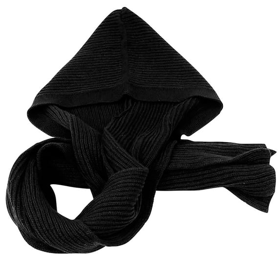 JAHH Women Winter Crochet Knit Hood for Scarf Outdoor Windproof Thick Warm Long Shawl Wrap Solid Color Earflap Hat Neck Neckwarmer