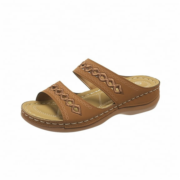 JAHH Women's Orthopedic Sandals Wide Width Slides Arch Support Non-Slip Breathable Summer Beach Slippers Vintage Flip Flops Dressy Casual Shoes