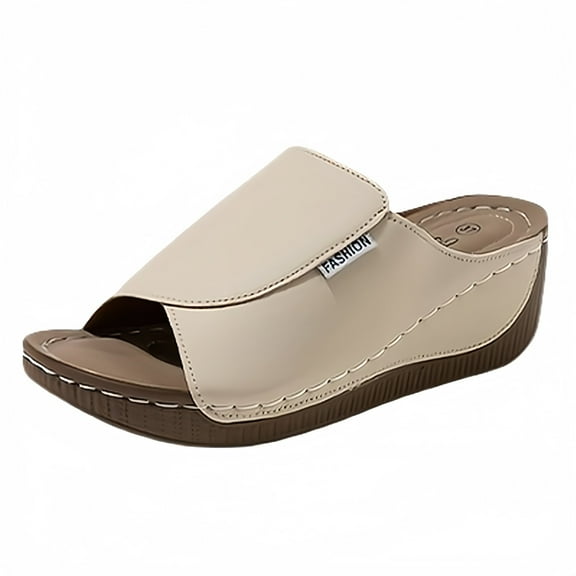 JAHH Women's Platform Fish Mouth Slippers Sandals Thick Cushioned Sole Boho Style Beach Slippers Lightweight Summer Casual Footwear