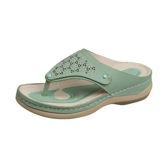 JAHH Women's Vintage 3D Floral Cutout Sandals Boho Wedge Flip Flops Arch Support Open Toe Casual Walking Beach Shoes Non-Slip Comfort