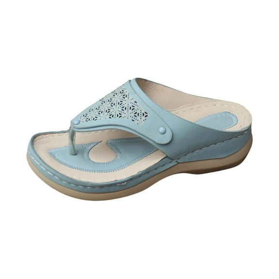 JAHH Women's Vintage 3D Floral Cutout Sandals Boho Wedge Flip Flops Arch Support Open Toe Casual Walking Beach Shoes Non-Slip Comfort