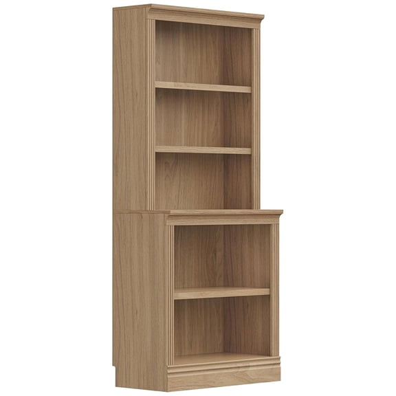 VAUXHILL & CO. Halston Multi-Depth Bookcase, Adjustable Storage Shelving Unit, Oak