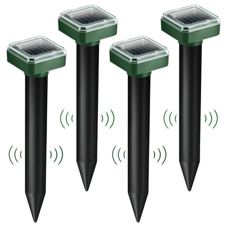 JAHY2TECH 4Pack Mole Repellent for Lawns Ultrasonic Solar Powered Waterproof Vole Gopher Repellent for Garden and Yard
