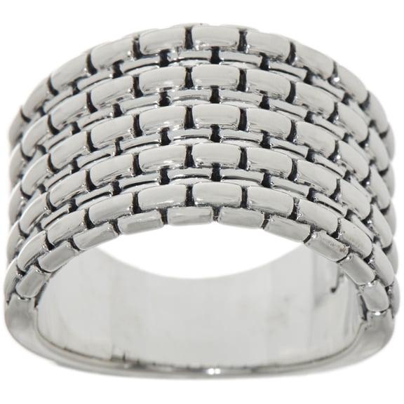 JAI Sterling Silver Box Chain Link Band Ring Size 5