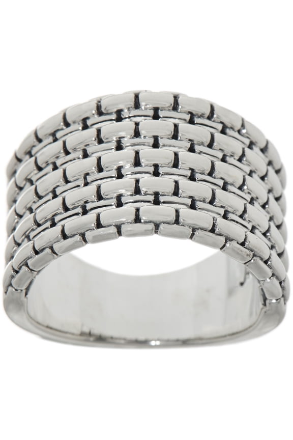 Sterling Silver Box Chain Link Band Ring Size 5