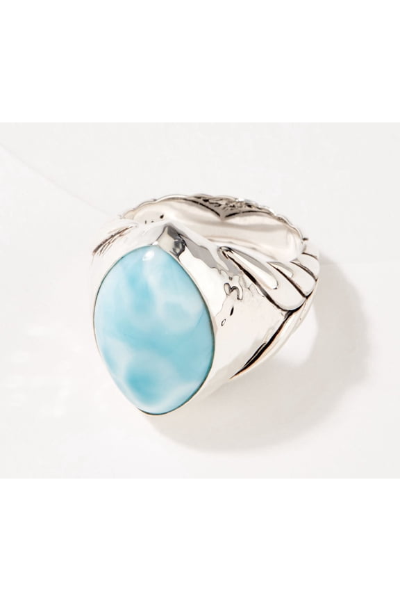 Sterling Silver Marquise-Shaped Larimar Ring, Size 7