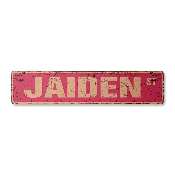 JAIDEN Vintage Plastic Street Sign Childrens Name Room Sign | Indoor/Outdoor | 18" Wide