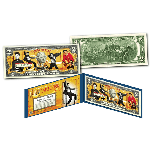 JAILHOUSE ROCK ELVIS PRESLEY Genuine Legal Tender $2 Bill - Officially Licensed