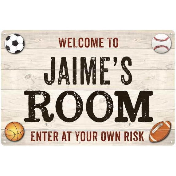JAIME'S Room Kids Bedroom Sign Boy's Gift 8x12 Metal 108120090263