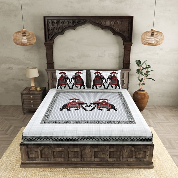 JAIPUR FABRIC 254 TC 100% Pure Cotton Floral Printed Double bedsheet With 2 Pillow Covers (118 X 118 Inches), Multicolor