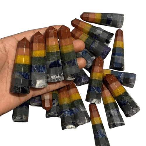 JAIPURCRYSTALCARE Multicolor Gemstone Obelisk (0.8 lb)