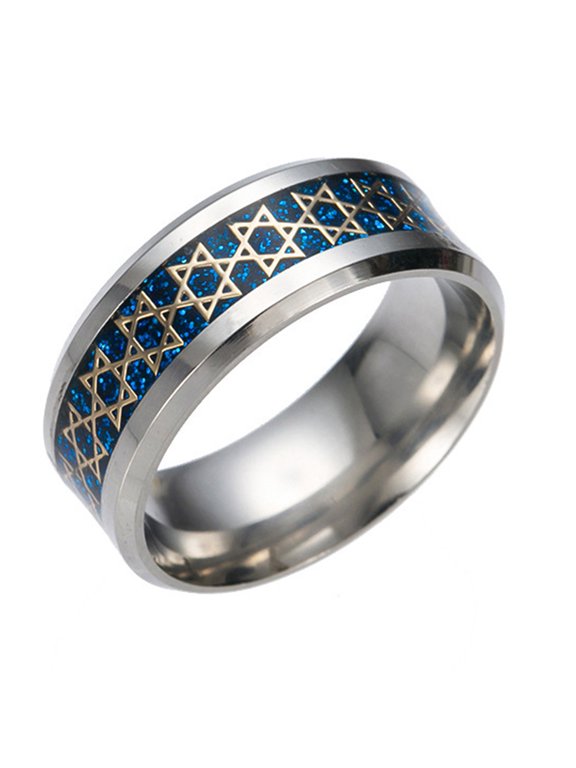 8mm Men's Women Stainless Steel Ring Jewish Star of David Ring Size: 6-13