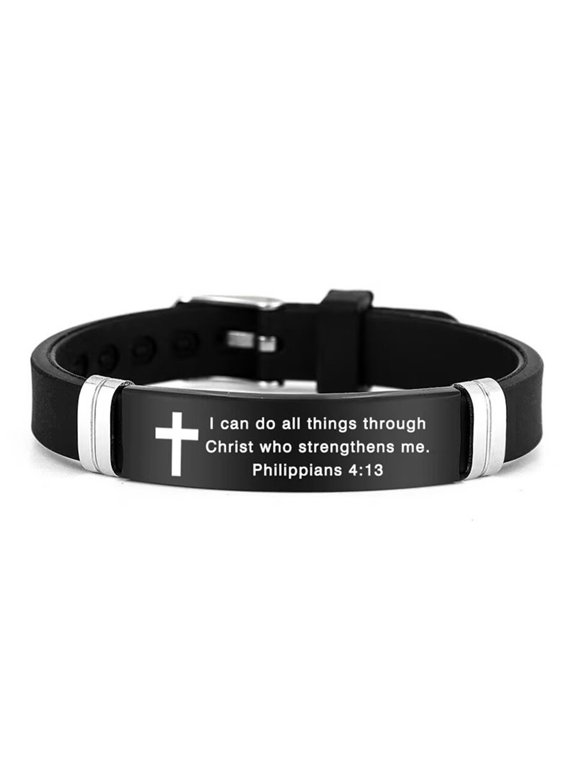Active Silicone & Steel Bracelet - 7 Sport Style Options, Stainless Steel Inlay Waterproof Wristband, Black