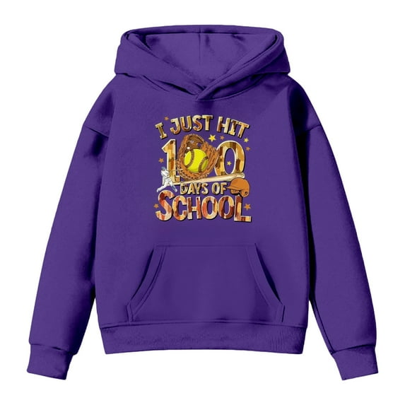 JAJAHO 100 Days Of School Kids Hoodies Boys Girls Printed Long Sleeve Sweatshirt 100Th Day Of School Celebration 2-13 Years Cozy Tops
