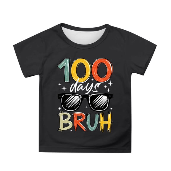 JAJAHO 100 Days Of School Kids Shirts Boys Girls Printed Short Sleeve Tees 100Th Day Of School Celebration 3-13 Years Versatile Tops