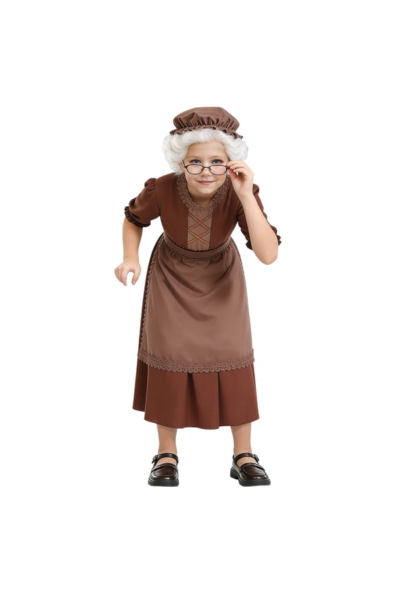100 Days Of School Outfits For Kids Old Lady Grandma Dress Up Clothing Set Dresses Apron Hat 3 Piece Set