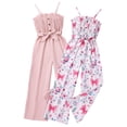 thumbnail image 1 of JAJAHO 2 Pack Girls Jumpsuits Floral Wide Leg Pants Spaghetti Strap Smocked One Piece Outfits Summer Girl Clothes For Kids 7-12 Years Trendy Onesie, 1 of 9