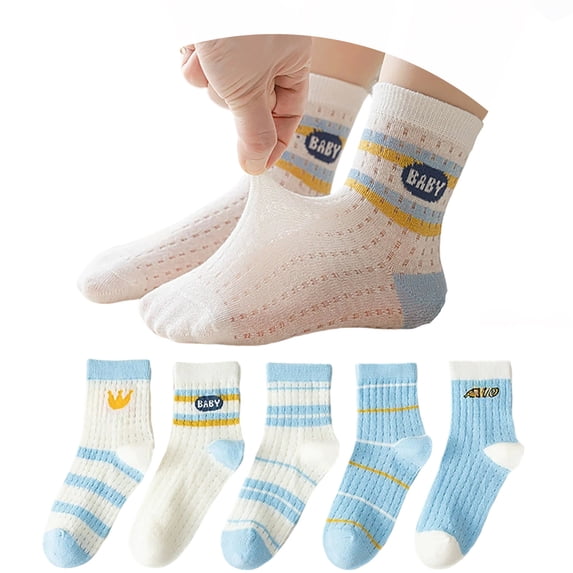JAJAHO 5 Pairs Boys Socks Toddler And Kids Mid Calf Socks Sizes 1-12 Breathable Cotton Crew Sock