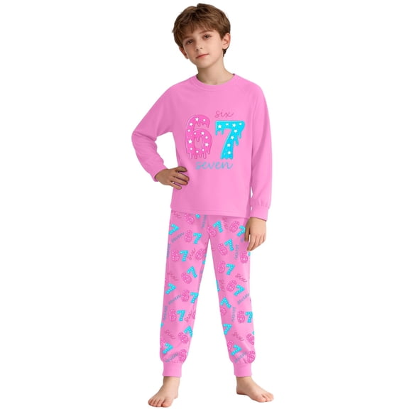 JAJAHO 67 Shirts And Pants Set Kids 2 Piece Home Clothes Outfits Soft Comfortable Long Sleeve Top Bottoms For Boy Girl 2-10 Years