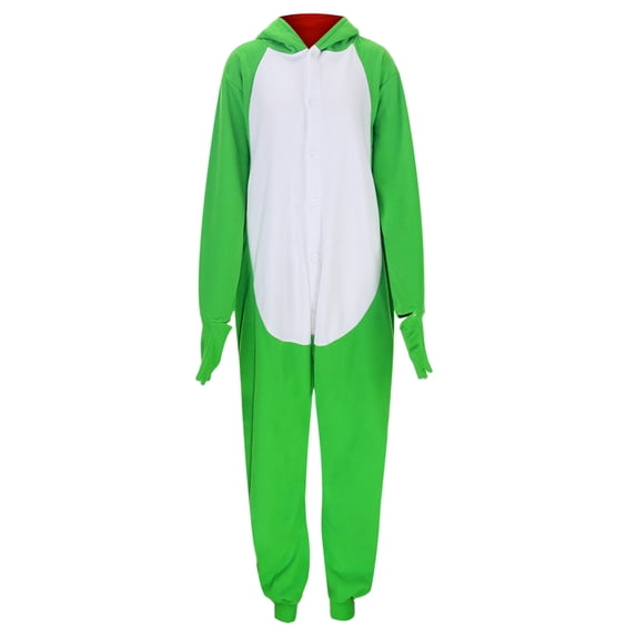 JAJAHO Adult Animals Onesie Jumpsuit Flannel Button Front One-Piece Pajama With Ears Hood Unisex Funny Loungewear For Men Women Trendy Home Clothes