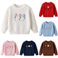 thumbnail image 1 of JAJAHO Baby And Toddler Girls Sweaters 3 Flowers Embroidered Fall Winter Long Sleeve Knitted Pullover Tops 3M-8Y, 1 of 8