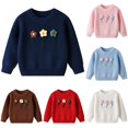 thumbnail image 1 of JAJAHO Baby And Toddler Girls Sweaters 3 Flowers Embroidered Fall Winter Long Sleeve Knitted Pullover Tops 3M-8Y, 1 of 9