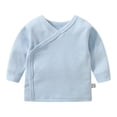 thumbnail image 1 of JAJAHO Baby Boy Girl Clothes Long Sleeve Shirts For Infant Button Up V Neck Breathable Solid Color Basic Tee 0-12M Versatile Tops, 1 of 3