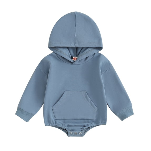 JAJAHO Baby Boys Girls Bodysuits Toddler Long Sleeve Solid Color Hooded Pocket Romper Clothes For Spring Fall Soft Playwear Stylish One-Pieces
