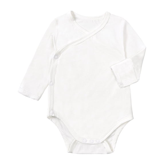 JAJAHO Baby Boys Girls Long Sleeve Romper Solid Color V Neck Button Up Bodysuit Outfits For Toddlers Stylish One-Pieces