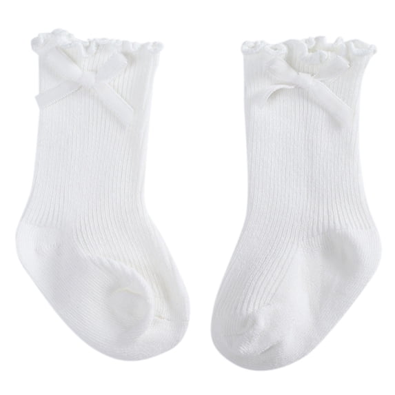 JAJAHO Baby Crew Socks Toddler Girls Cute Bowknot Solid Color Soft Lightweight Summer Breathable Ribbed Socks 0-5T Casual Sock