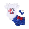 thumbnail image 1 of JAJAHO Baby Girl Clothes 3 Piece Romper Outfits 4Th Of July Print Short Sleeve Bodysuit Ruffle Layered Skirts With Hairband Cute Outfit, 1 of 7