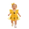 thumbnail image 1 of JAJAHO Baby Girl Clothes Romper Dress Flutter Sleeve Bow Cue Cartoon Fruit Design Bodysuits With Headbands 2 Piece Set 0-18M Comy Onesie, 1 of 9