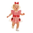 thumbnail image 1 of JAJAHO Baby Girl Clothes Romper Dress Flutter Sleeve Bow Cue Cartoon Fruit Design Bodysuits With Headbands 2 Piece Set 0-18M Soft Onesie, 1 of 9