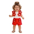 thumbnail image 1 of JAJAHO Baby Girls Clothes 2 Piece Outfits Summer Toddler Sleeveless Floral Appliques Tank Tops And Shorts Set Cozy Outfit, 1 of 9