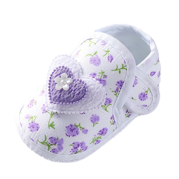JAJAHO Baby Girls First Walking Shoes Soft Sole Toddler Infant Floral Printed Lightweight Slip On Grip Shoes